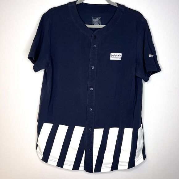 Puma Red Bull Racing Blue Button Down Baseball Jersey size large - Picture 1 of 8